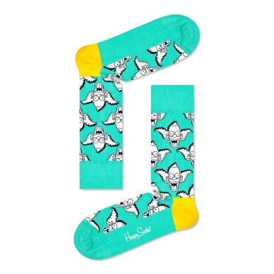 Happy Socks Daily Sock Crew The Simpsons Krusty The Clown (Organic Cotton) mint green - 1 Pair